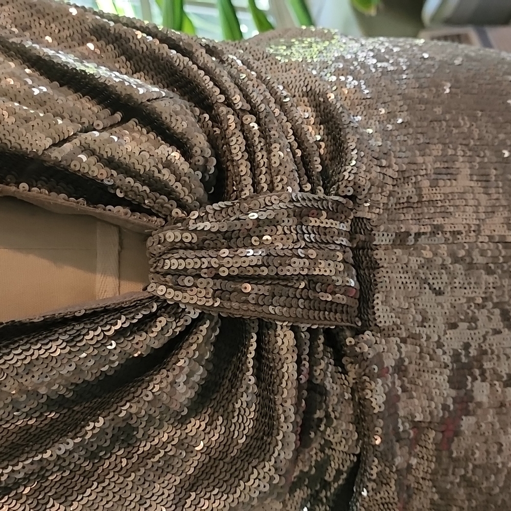 Diabless Vintage Silver Sequin Low V Cocktail  Kardashian Dress - Size XS - Picture 6 of 6